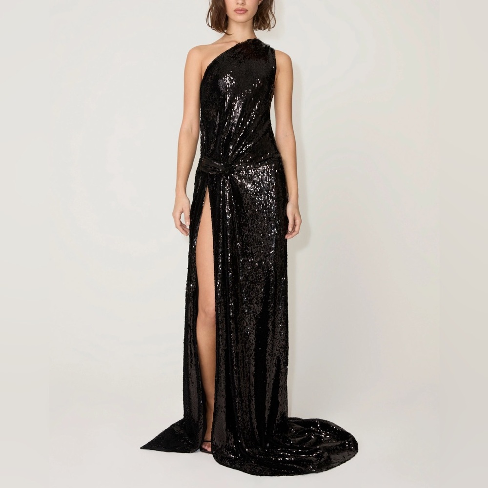 KHY - Black Sequin One Shoulder Gown